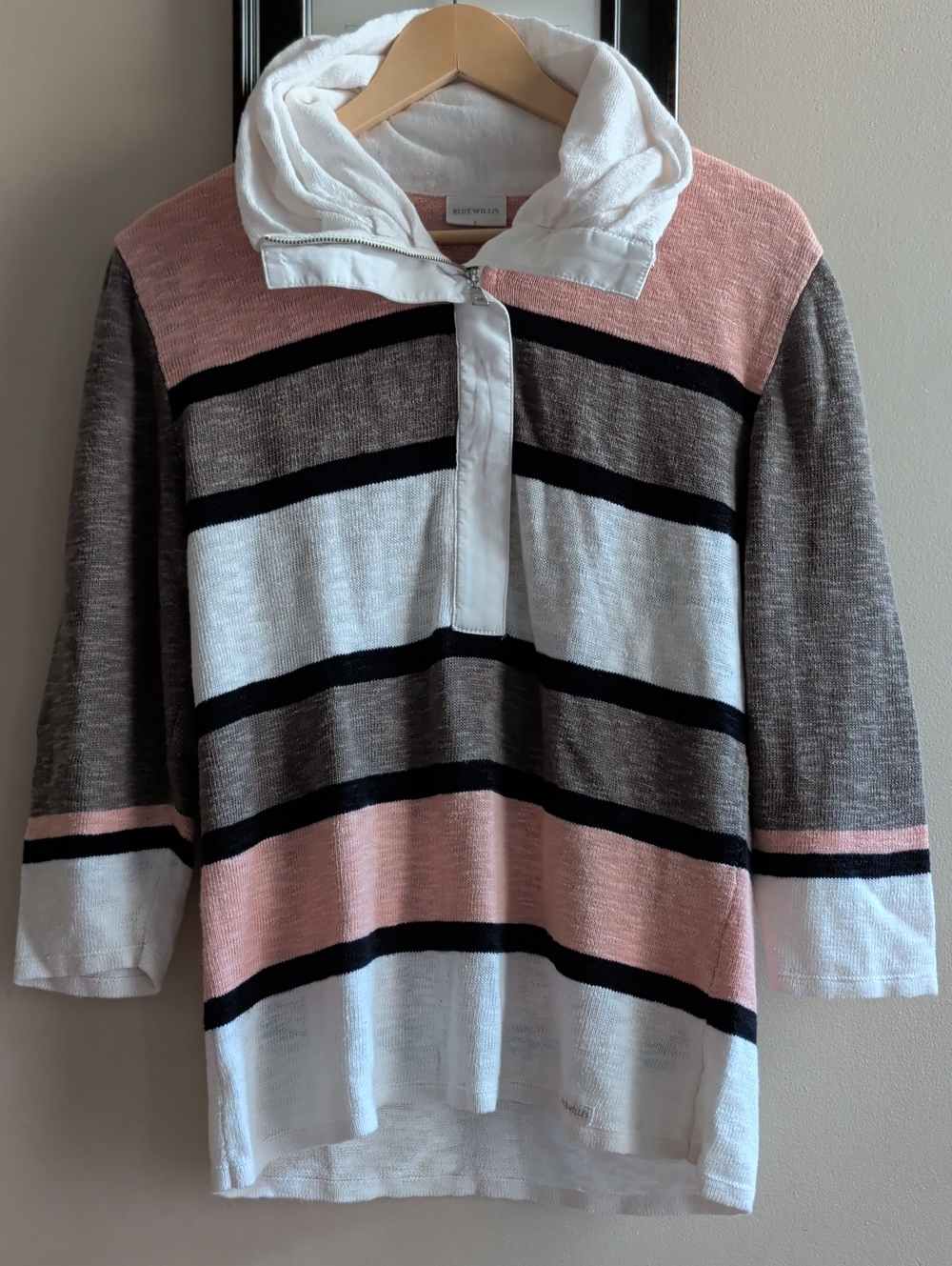 Blue Willi's Lightweight Striped Linen Blend Knit Sweater - Pink, White & Brown